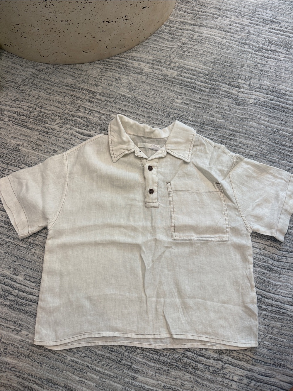 Zara Kids Light Cream Short-Sleeve Polo Shirt